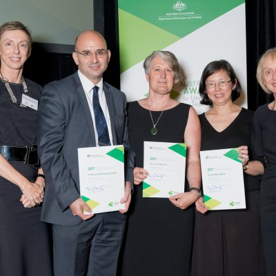 L-R: PVC Professor Doune Macdonald, Professor Anthony Cassimatis, Dr Lisa Fitzgerald, Dr Poh Wah Hillock, DVC Professor Joanne Wright